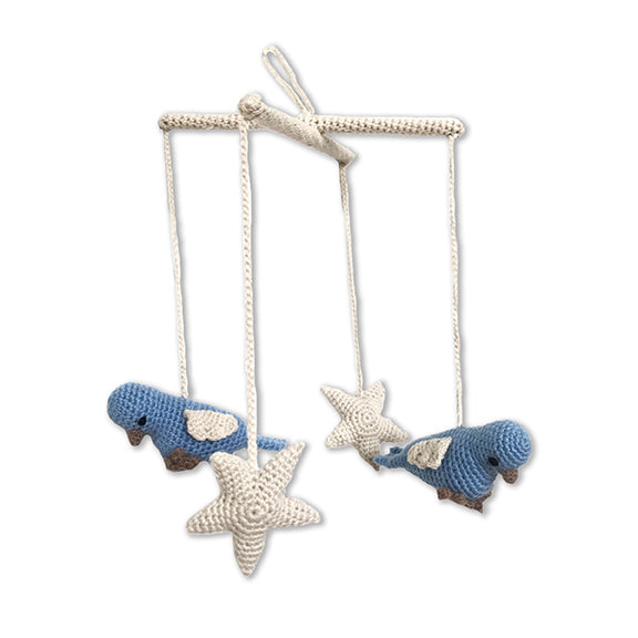 Bird/Star Mobile, Periwinkle/Snow