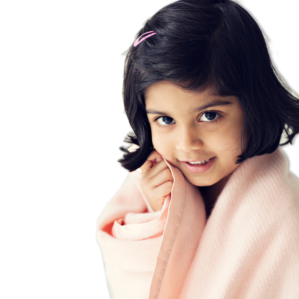 Handwoven Cashmere Blanket, Petal Pink